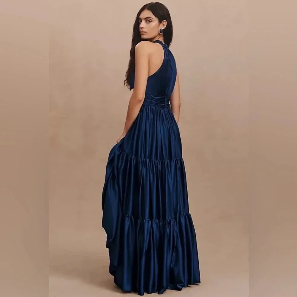 Mac Duggal Ruffle Halter Dress Saphire size 4 NWT - Picture 7 of 9